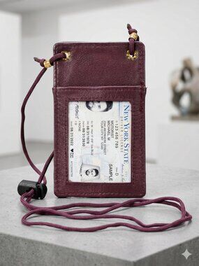 Genuine Leather ID Holder foe men/Women, ID Card Organizer for School, Office